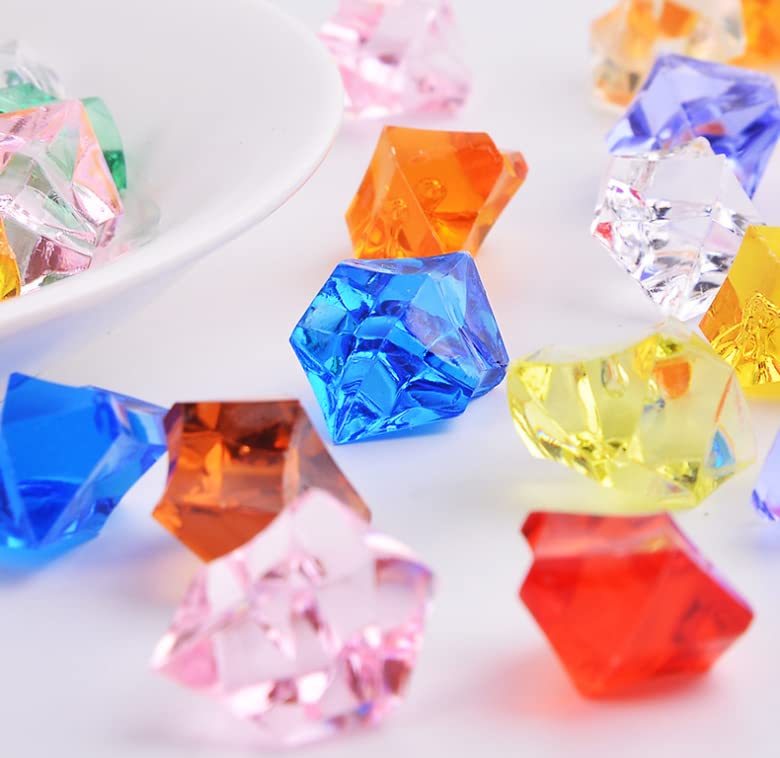 PMLAND Clear Fake Ice Rocks â€“ 550 Pcs Large Multicolor Acrylic Gems Crushed Plastic Diamonds, 3Lbs/2.25 Quarts Bulk Vase Filler for Centerpieces Wedding Theme DÃ©cor Aquarium Table Scatter - Image 2